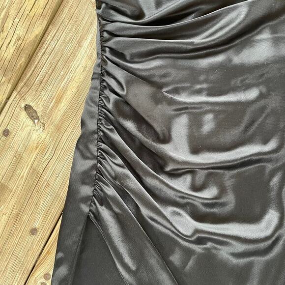 ABS Evening Allen Schwartz Vintage Black Satin Strapless Mini Dress Size 6. - Picture 3 of 8